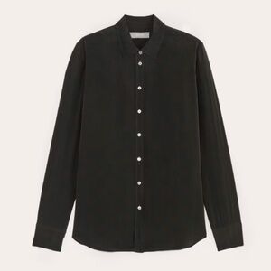 Everlane The Must-Have Shirt in Washable Silk in black, size 12